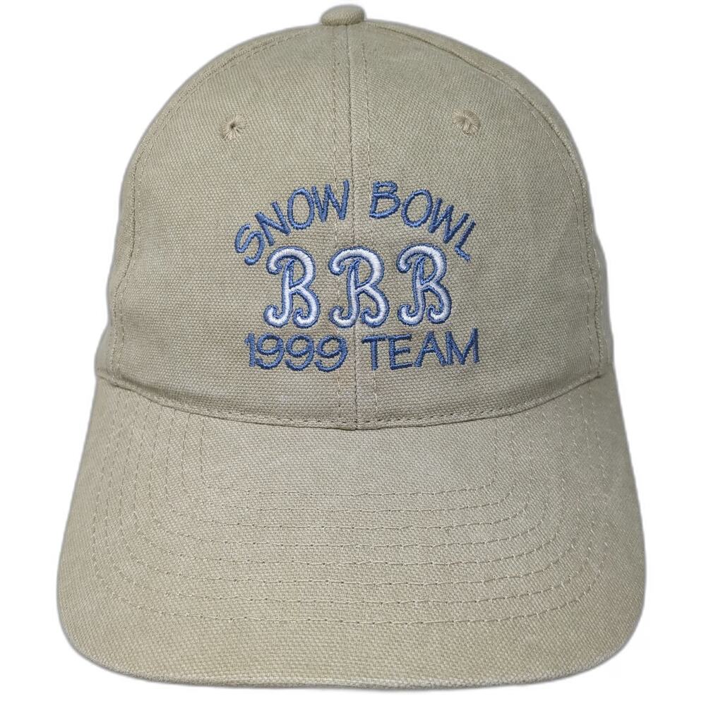 HeadShot Baseball Cap Beige Blue One Size Snow Bowl 1999 Team Slideback Logo Hat
